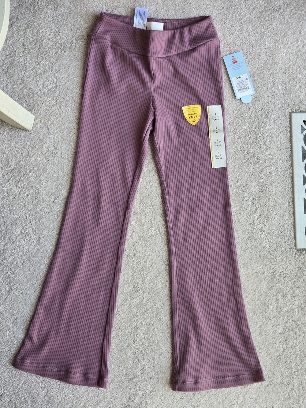 Cat & Jack Ribbed Flare Leggings - Mauve Pink